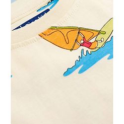 Pine Kids Cotton Knit Half Sleeves T-Shirt & Pyjama Co-ord Night Suit With Surfing Print - Light Green