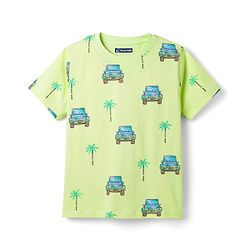 Pine Kids Cotton Knit Half Sleeves T-Shirt & Pajama Co-ords  Night Suit With Vehicle Print - Light Green