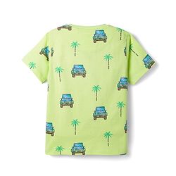 Pine Kids Cotton Knit Half Sleeves T-Shirt & Pajama Co-ords  Night Suit With Vehicle Print - Light Green