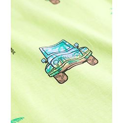 Pine Kids Cotton Knit Half Sleeves T-Shirt & Pajama Co-ords  Night Suit With Vehicle Print - Light Green