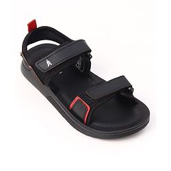 Pine Kids Velcro Closure Solid Sandals in Black