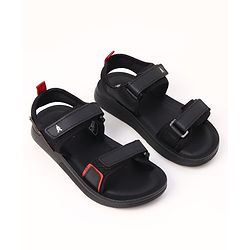 Pine Kids Velcro Closure Solid Sandals in Black