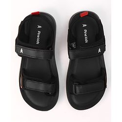 Pine Kids Velcro Closure Solid Sandals in Black