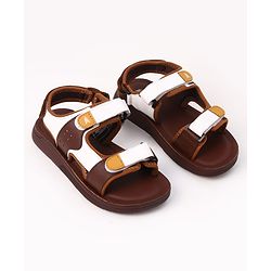 Pine Kids Velcro Closure Solid Sandals in Brown
