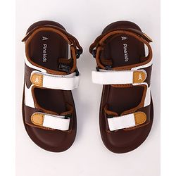Pine Kids Velcro Closure Solid Sandals in Brown