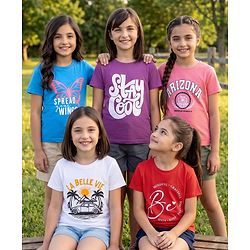 Pine Kids Cotton Knit T-Shirts Half Sleeves Graphic Print Multi Color 4-5 Years