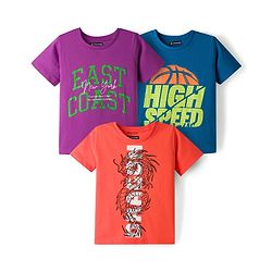 Pine Kids Cotton Knit Fashion Half Sleeves T-Shirts With Text Print Pack of 3 - Multicolor