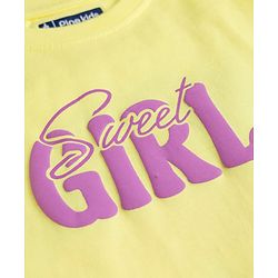 Pine Kids Cotton Knit Half Sleeves T-Shirt With Front & Back Girl Print - Yellow