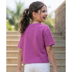 Pine Kids Cotton Knit Half Sleeves T-Shirt With Watermelon Print - Purple