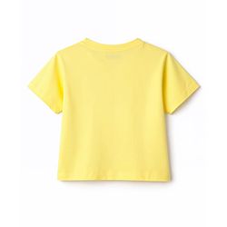 Pine Kids Cotton Knit Half Sleeves T-Shirt with Floral Print - Yellow