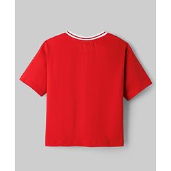Pine Kids Cotton Knit Half Sleeves T-Shirt With New York Print - Red