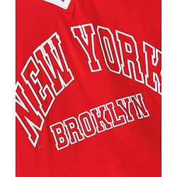 Pine Kids Cotton Knit Half Sleeves T-Shirt With New York Print - Red