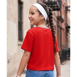 Pine Kids Cotton Knit Half Sleeves T-Shirt With New York Print - Red