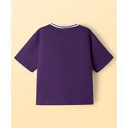 Pine Kids Cotton Knit Half Sleeves T-Shirt With Trendy Print - Purple