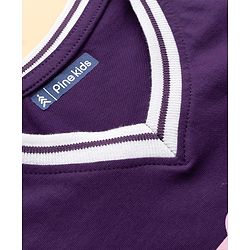 Pine Kids Cotton Knit Half Sleeves T-Shirt With Trendy Print - Purple