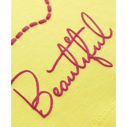 Pine Kids Cotton Knit Half Sleeves T-Shirt with Floral Print - Yellow