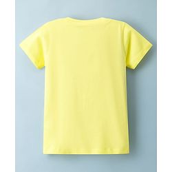 Pine Kids Cotton Knit Half Sleeves T-Shirt with Floral Print - Yellow