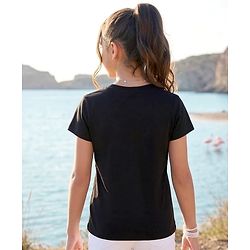 Pine Kids 100% Cotton Knit Half Sleeves Birds & Text Printed T-Shirt - Black