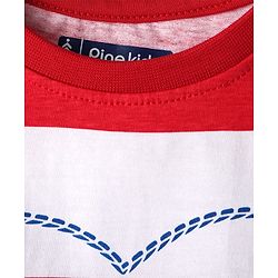 Pine Kids Cotton Knit T-Shirts Half Sleeves Round Neck Striped Graphic Regular White & Red 5-6 Years