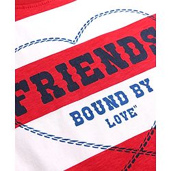 Pine Kids Cotton Knit T-Shirts Half Sleeves Round Neck Striped Graphic Regular White & Red 5-6 Years