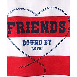 Pine Kids Cotton Knit T-Shirts Half Sleeves Round Neck Striped Graphic Regular White & Red 5-6 Years