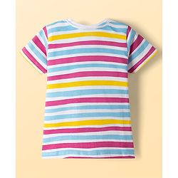Pine Kids Cotton Knit Half Sleeves Striped T-Shirt - White