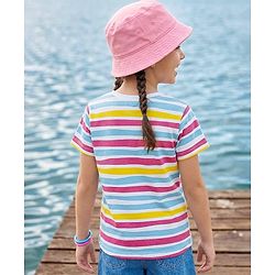 Pine Kids Cotton Knit Half Sleeves Striped T-Shirt - White