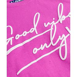 Pine Kids Cotton Knit Half Sleeves T-Shirt With Heart Print - Fuchsia