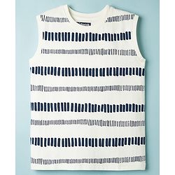 Pine Kids Cotton Knit Sleeveless Printed Tank T-Shirt - White
