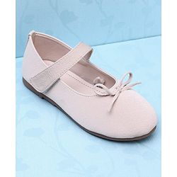 Pine Kids Velcro Closure Solid Ballerina With Bow Applique - Beige