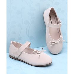 Pine Kids Velcro Closure Solid Ballerina With Bow Applique - Beige