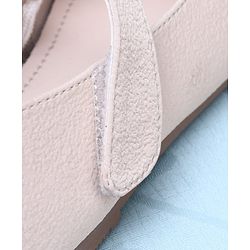 Pine Kids Velcro Closure Solid Ballerina With Bow Applique - Beige