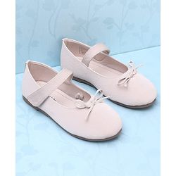 Pine Kids Velcro Closure Solid Ballerina With Bow Applique - Beige