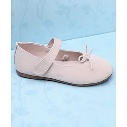 Pine Kids Velcro Closure Solid Ballerina With Bow Applique - Beige