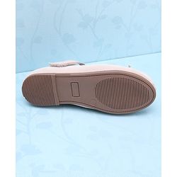 Pine Kids Velcro Closure Solid Ballerina With Bow Applique - Beige