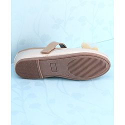 Pine Kids PU Velcro Closure Butterfly Applique Party Wear Ballerina - Golden