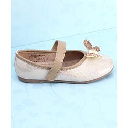 Pine Kids PU Velcro Closure Butterfly Applique Party Wear Ballerina - Golden
