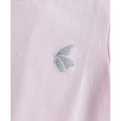 Pine Kids Cotton Knit Half Sleeves T-Shirt With Butterfly Glitter Print - Light Pink