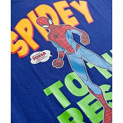 Pine Kids Marvel 100% Cotton Knit Drop Shoulder Half Sleeves T-Shirt With Spider Man Graphics - Navy Blue