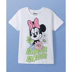 Pine Kids Disney Single Jersey Knit Half Sleeves T-Shirt & Shorts Night Suit With Minnie Mouse Graphics - Multicolor