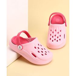Pine Kids Back Strap Closure Solid Colour Clogs - Pink