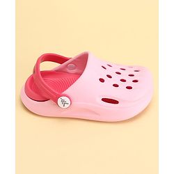 Pine Kids Back Strap Closure Solid Colour Clogs - Pink