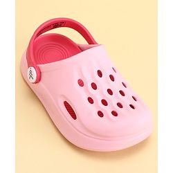 Pine Kids Back Strap Closure Solid Colour Clogs - Pink
