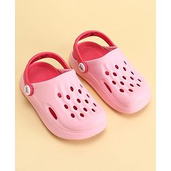 Pine Kids Back Strap Closure Solid Colour Clogs - Pink