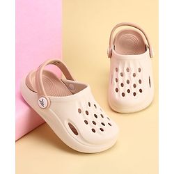 Pine Kids Back Strap Closure Solid Colour Clogs - Beige & Peach