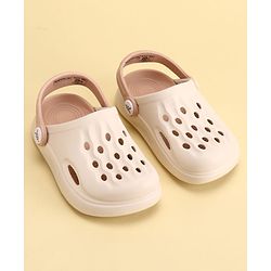 Pine Kids Back Strap Closure Solid Colour Clogs - Beige & Peach