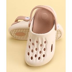 Pine Kids Back Strap Closure Solid Colour Clogs - Beige & Peach