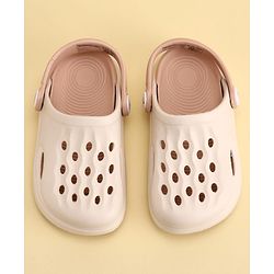 Pine Kids Back Strap Closure Solid Colour Clogs - Beige & Peach