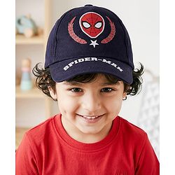 Pine Kids Marvel Cotton Woven  Summer Cap With Spider Man Print Navy Blue - Diameter 20 cm