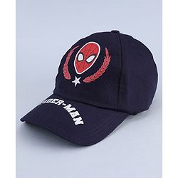 Pine Kids Marvel Cotton Woven  Summer Cap With Spider Man Print Navy Blue - Diameter 20 cm